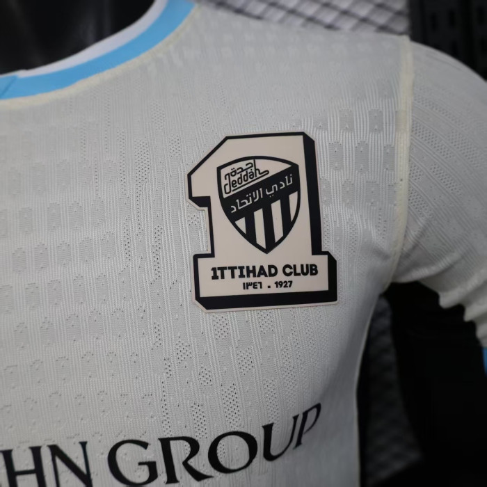 with new Sponor Logo Player Version 2025-2026 Al-Ittihad Away White Soccer Jersey Football Shirt