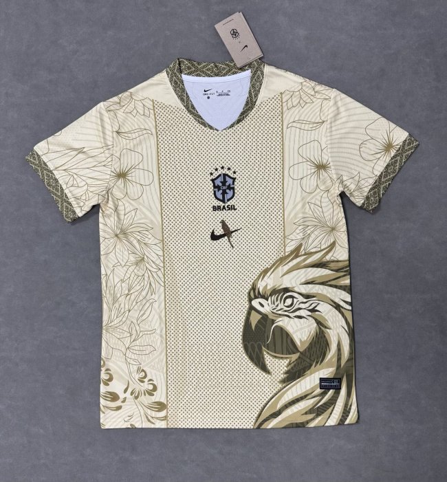 Fan Version 2026 Brazil Light Gold Soccer Jersey Brasil Camisetas de Futbol