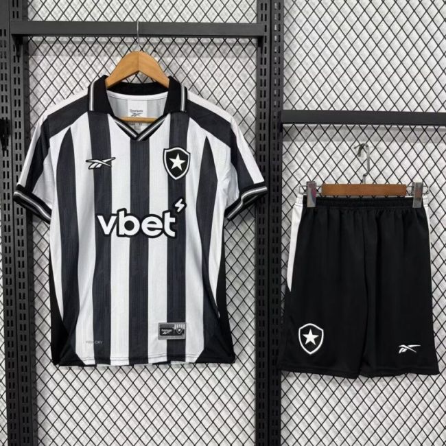 with Sponor Logo Youth Uniform Kids Kit 2025-2026 Botafogo Home Soccer Jersey Shorts Child Football Set
