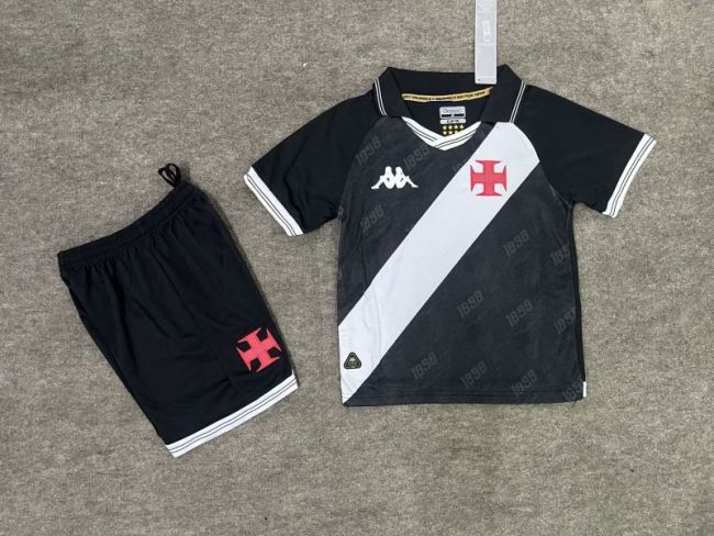 Youth Uniform Kids Kit 2025-2026 Vasco Da Gama Home Soccer Jersey Shorts Child Football Set