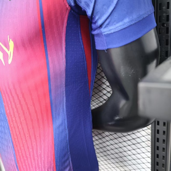 with D Play Sponor Logo Barca Camisetas de Futbol Player Version 2025-2026 Barcelona Home Soccer Jersey