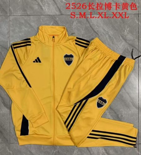 Adult 2025-2026 Boca Juniors Yellow Soccer Jacket and Long Pants Football Tracksuit