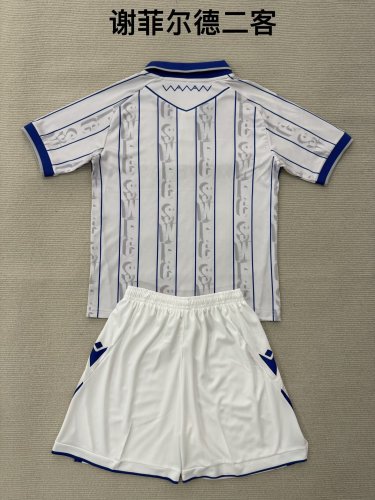 Youth Uniform Kids Kit Sheffield United 2025-2026 Third Away White Soccer Jersey Shorts Child Football Set