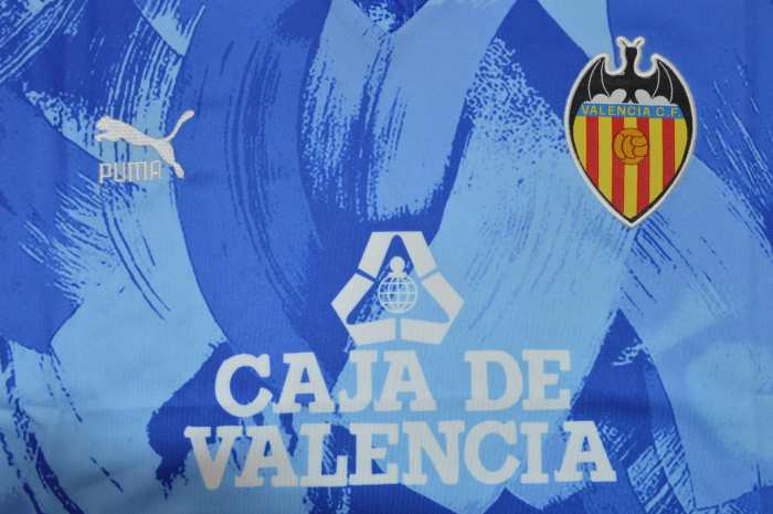 Retro Jersey 1990-1991 Valencia 11 Away Blue Soccer Jersey Vintage Football Shirt