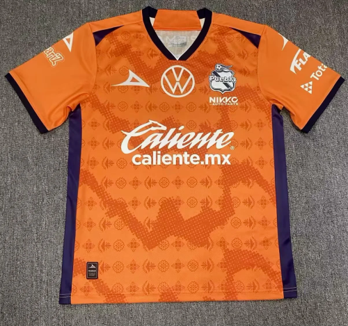 Player Version 2025-2026 Puebla Third Away Orange Soccer Jersey Football Shirt