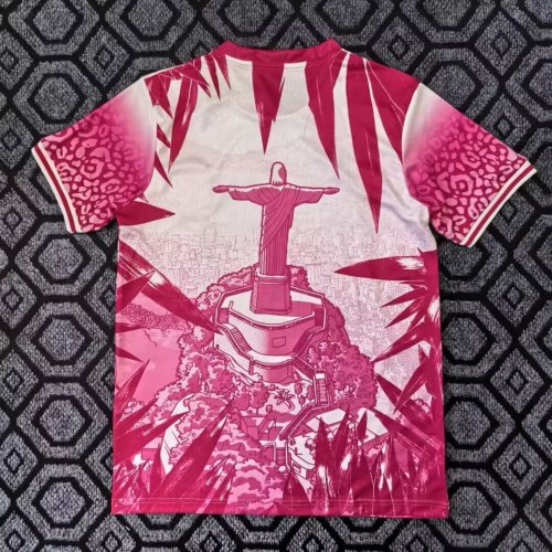 Fan Version 2025 Brazil Pink Jesus Edition Soccer Jersey Brasil Camisetas de Futbol
