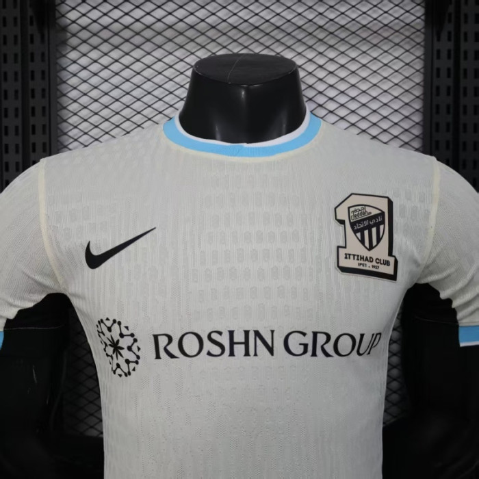 with new Sponor Logo Player Version 2025-2026 Al-Ittihad Away White Soccer Jersey Football Shirt