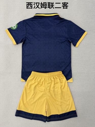 Youth Uniform Kids Kit West Ham United 2025-2026 Third Away Soccer Jersey Shorts Child Football Set