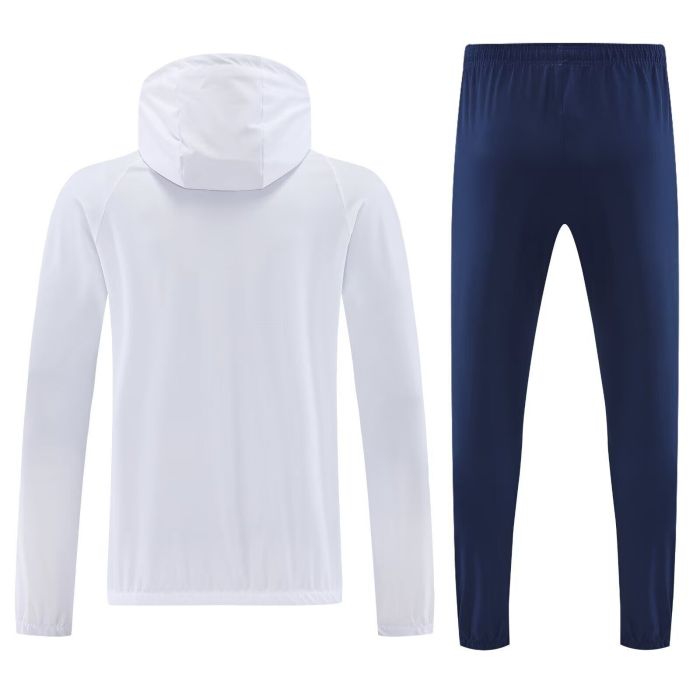 with Caps 2025-2026 PSG White Soccer Windbreaker Jacket Football Jacket and Pants