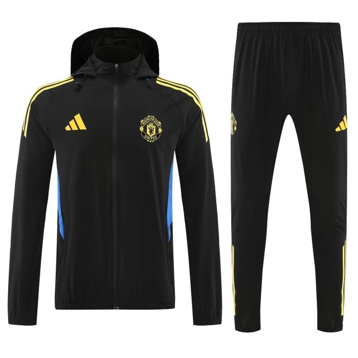 with Caps 2025-2026 Argentina Black Soccer Windbreaker Jacket Football Jacket and Pants