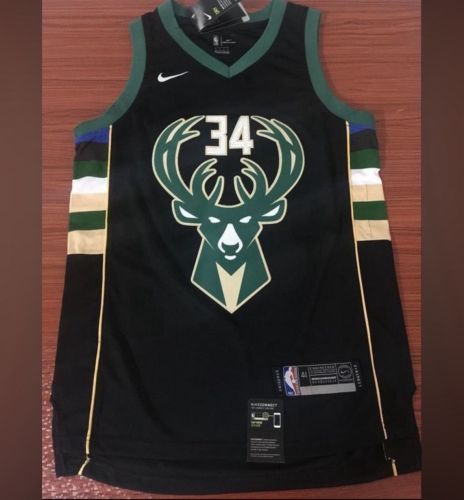 Milwaukee Bucks 34 ANTETOKOUNMPO Black/Green NBA Shirt Basketball Jersey