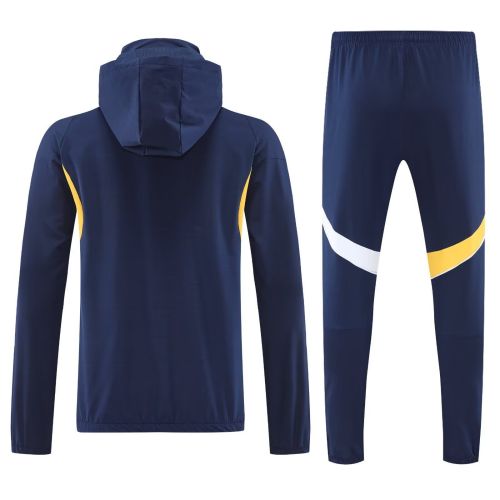 with Caps 2025-2026 Boca Junior Dark Blue/Yellow Soccer Windbreaker Jacket Football Jacket and Pants