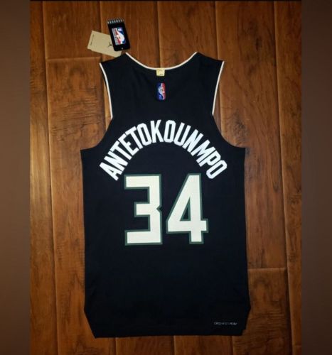 Milwaukee Bucks 34 ANTETOKOUNMPO Black/Green NBA Shirt Basketball Jersey
