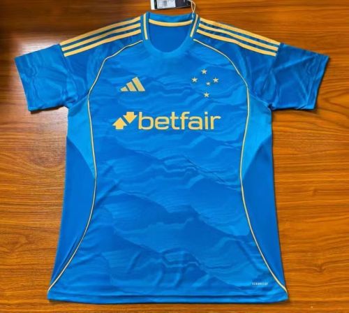 Fan Version 2025-2026 Cruzeiro Third Away Blue Football Shirt Soccer Jersey