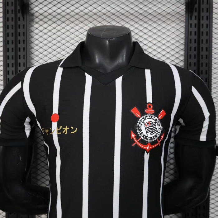 Player Version 2025-2026 Corinthians Black/White Soccer Jersey Camisetas de Futbol