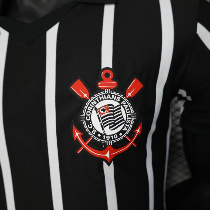 Player Version 2025-2026 Corinthians Black/White Soccer Jersey Camisetas de Futbol