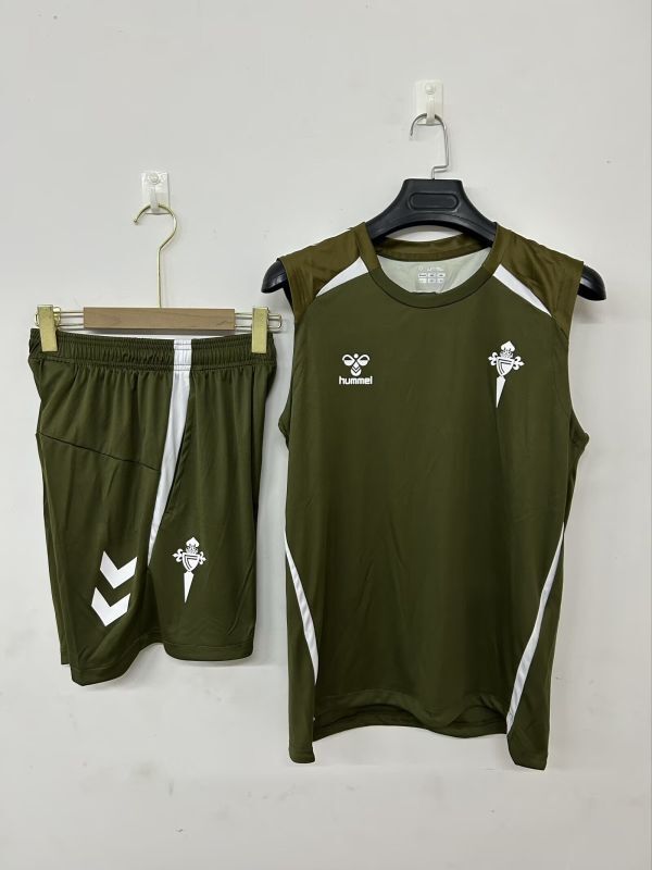 Adult Uniform 2025-2026 Celta Dark Green Soccer Training Vest and Shorts Football Set
