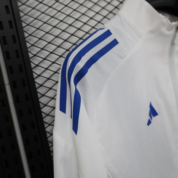 2025-2026 Real Madrid White/Blue Soccer Windbreaker Jacket Football Jacket