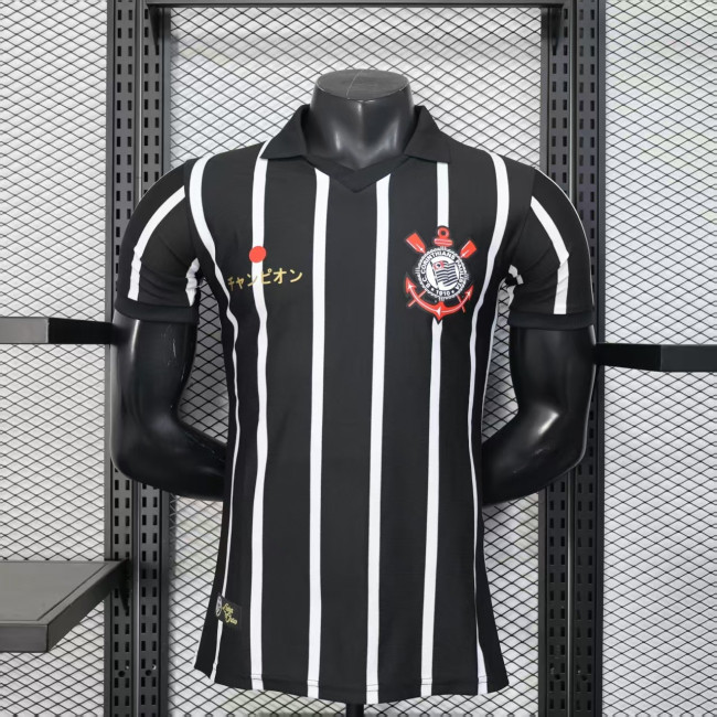 Player Version 2025-2026 Corinthians Black/White Soccer Jersey Camisetas de Futbol