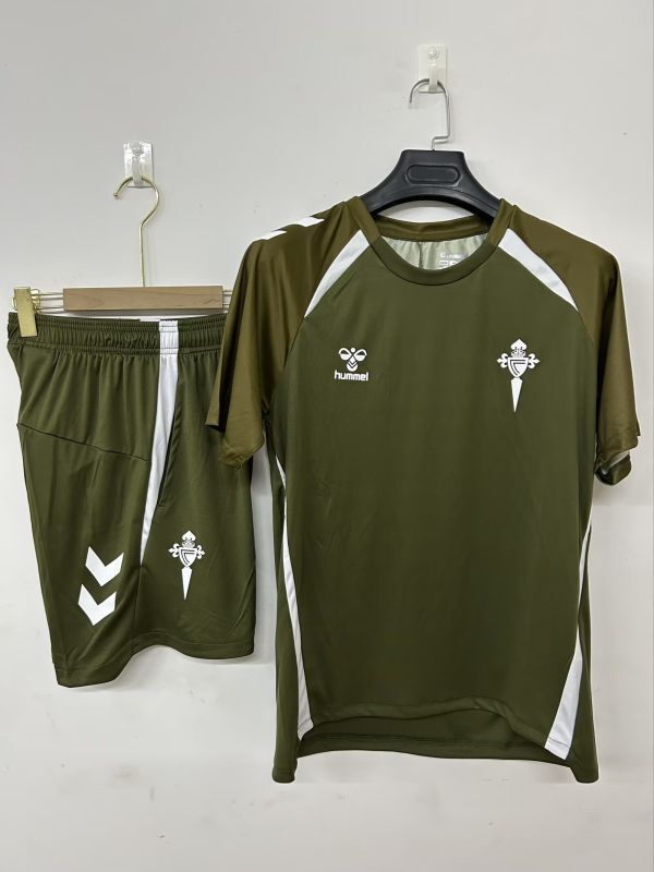 Adult Uniform 2025-2026 Celta Dark Green Soccer Training Jersey and Shorts Football Kits