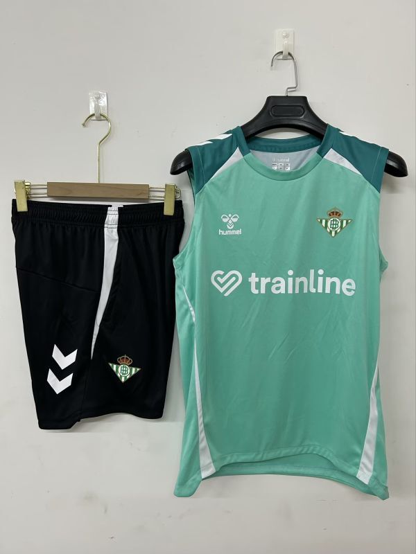 Adult Uniform 2025-2026 Real Betis Green Soccer Training Vest and Shorts Football Set