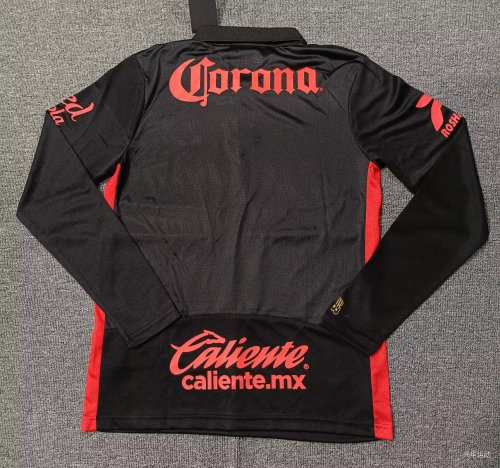 Long Sleeve Fan Version 2025-2026 Deportivo Toluca Third Away Black Soccer Jersey Football Shirt