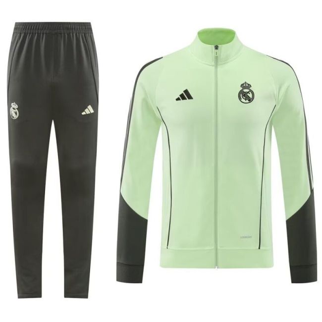 Adult 2025-2026 Real Madrid Dark Green/Dark Grey Soccer Jacket and Long Pants Football Tracksuit