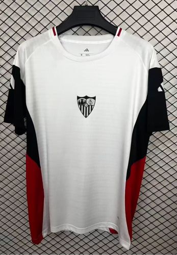 Fans Version 2025-2026 Sevilla White/Black/Red Soccer Jersey Football Shirt