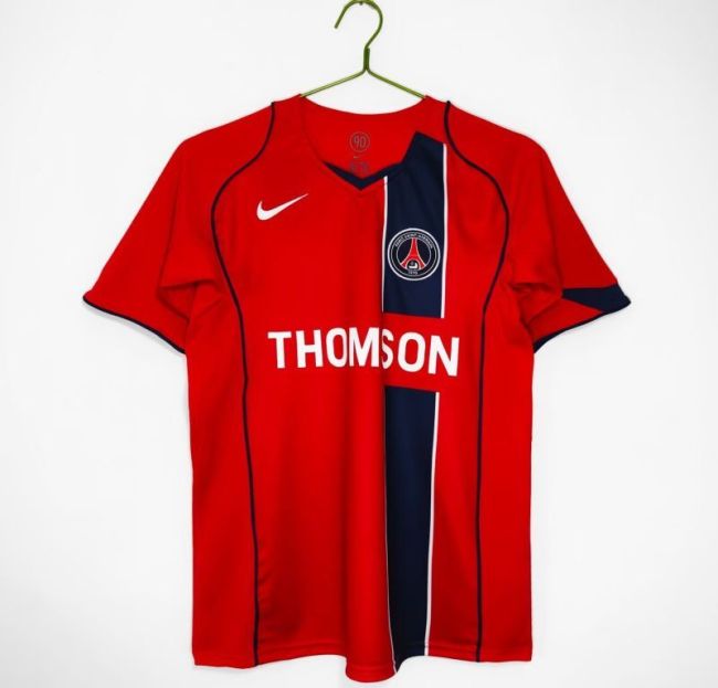 Retro Jersey 2004-2005 PSG Away Red Soccer Jersey Vintage Paris Football Shirt
