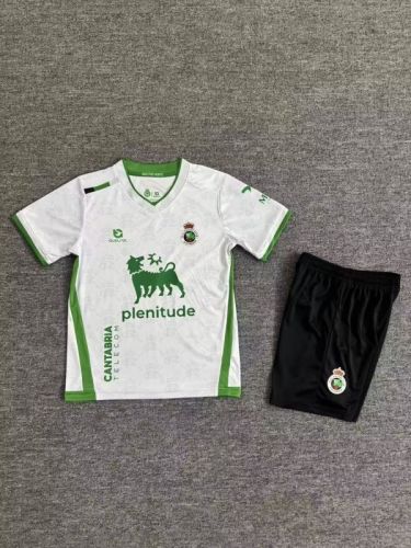 Youth Uniform Kids Kit 2025-2026 Racing Santander Home Soccer Jersey Shorts Child Football Set
