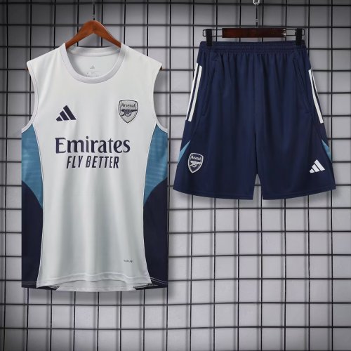 Adult Uniform 2025-2026 Arsenal White Soccer Training Vest and Shorts Football Set