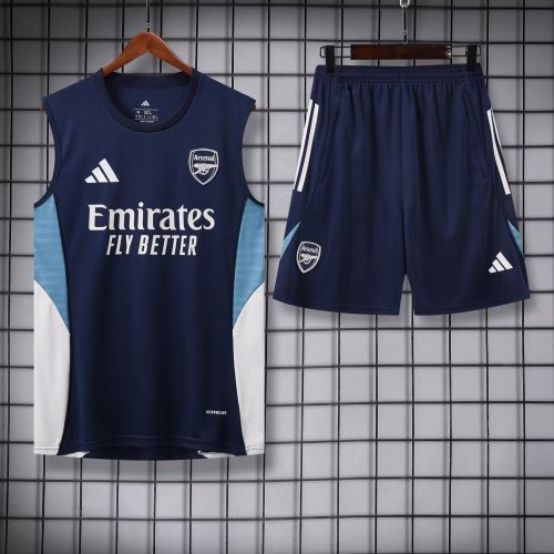 Adult Uniform 2025-2026 Arsenal Dark Blue Soccer Training Vest and Shorts Football Set