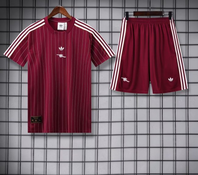 Adult Uniform 2025-2026 Arsenal Maroon Soccer Training Jersey and Shorts Football Kits