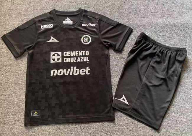 Youth Uniform Kids Kit 2025-2026 Cruz Azul Third Away Black Soccer Jersey Shorts Child Football Set