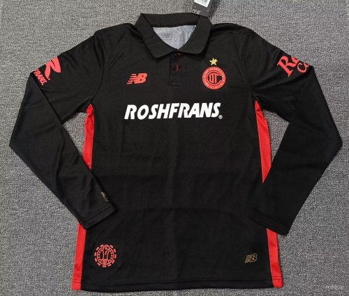 Long Sleeve Fan Version 2025-2026 Deportivo Toluca Third Away Black Soccer Jersey Football Shirt