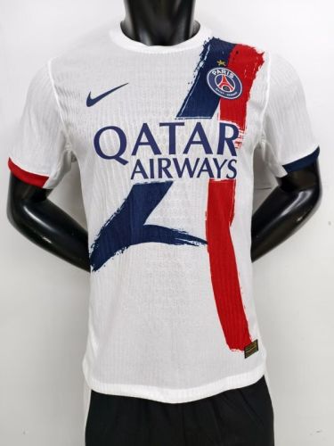 Player Version 2025-2026 PSG Away White/Red/Blue Soccer Jersey Football Maillot