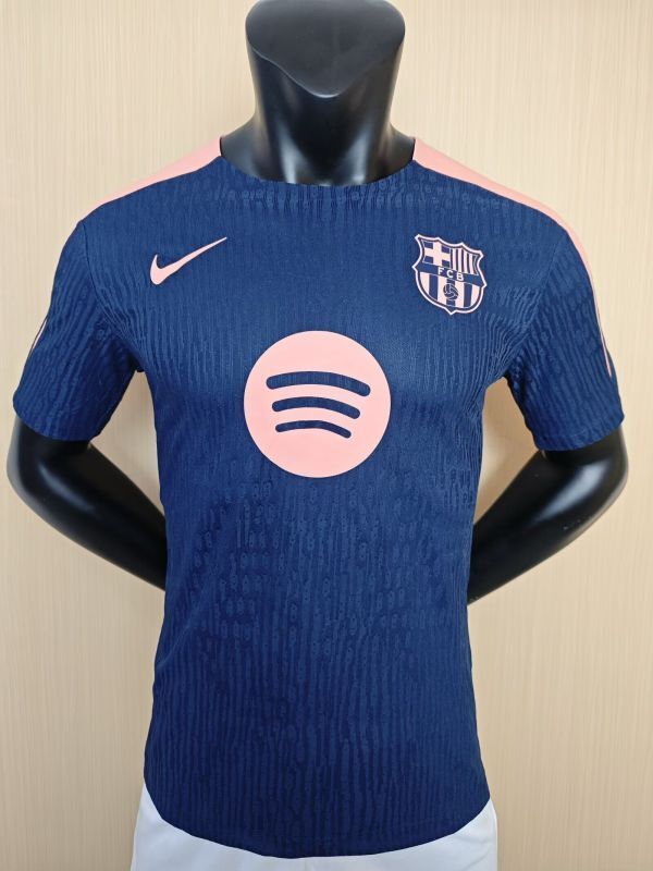Barca Camisetas de Futbol Player Version 2025-2026 Barcelona Dark Blue/Pink Soccer Training Jersey