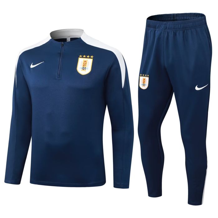 2025-2026 Uruguay Dark Blue Soccer Training Sweater and Pants Football Kit
