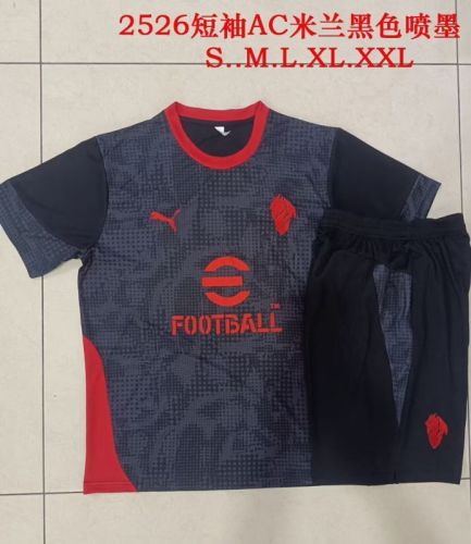 Adult Uniform 2025-2026 AC Milan Black/Red Soccer Training Jersey and Shorts Football Kits