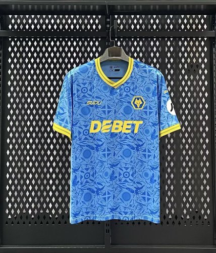Fan Version Wolves Jersey 2025-2026 Wolverhampton Wanderers Third Away Blue Football Shirt Soccer Jersey