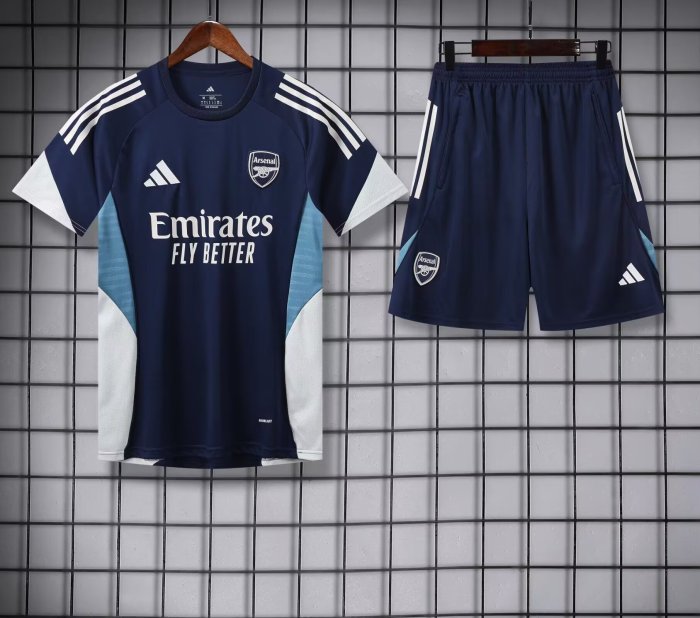 Adult Uniform 2025-2026 Arsenal Dark Blue Soccer Training Jersey and Shorts Football Kits