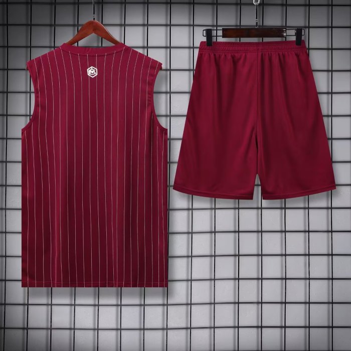 Adult Uniform 2025-2026 Arsenal Maroon Soccer Training Vest and Shorts Football Set