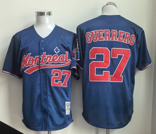 Retro Montreal Expos GUERRERO 27 Blue Base Jersey Vintage MLB Shirt