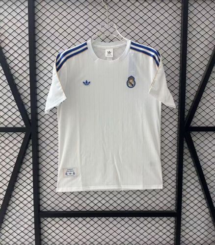 Fans Version 2025-2026 Real Madrid White/Blue Icon Soccer Training Jersey Real Football Shirt