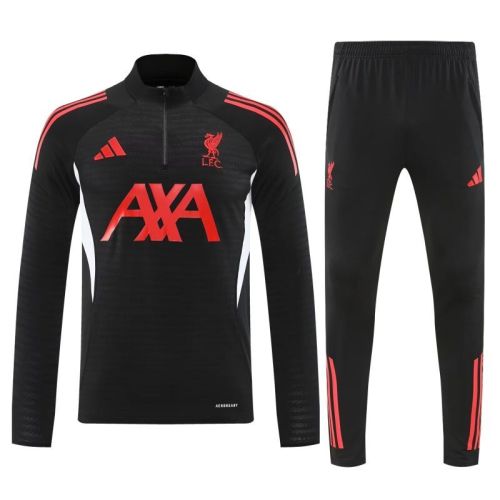 2025-2026 Liverpool Black/White Soccer Training Sweater and Pants Football Kit