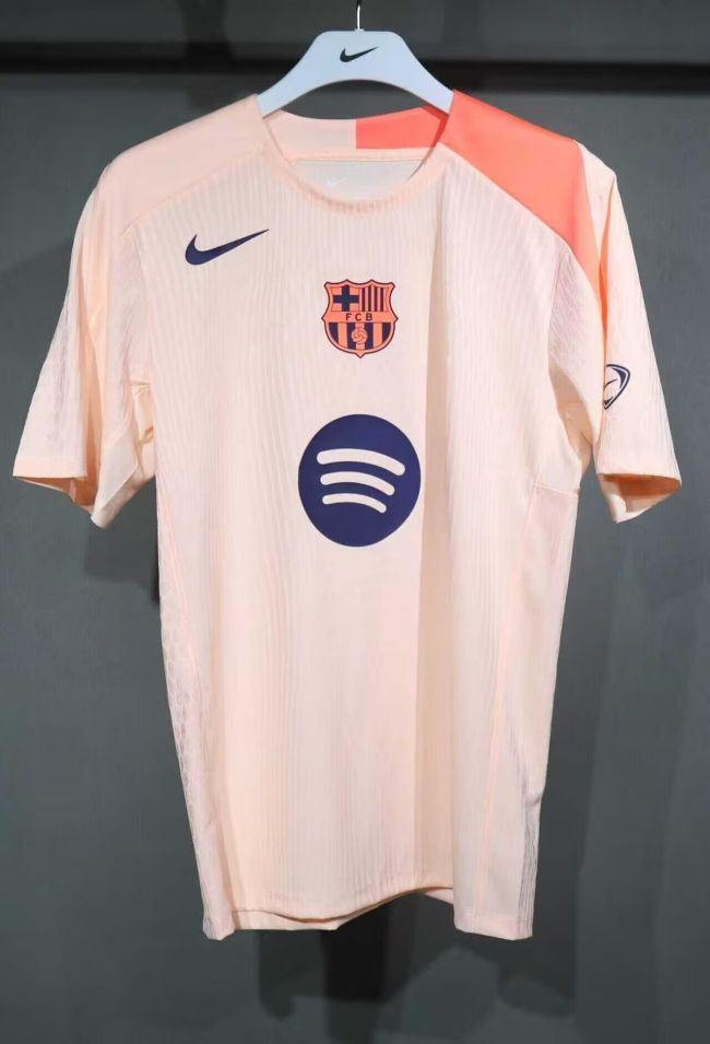 Barca Camisetas de Futbol Player Version 2025-2026 Barcelona Pink/Orange Soccer Training Jersey