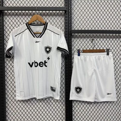 with Sponor Logo Youth Uniform Kids Kit 2025-2026 Botafogo Third Away White Soccer Jersey Shorts Child Football Set