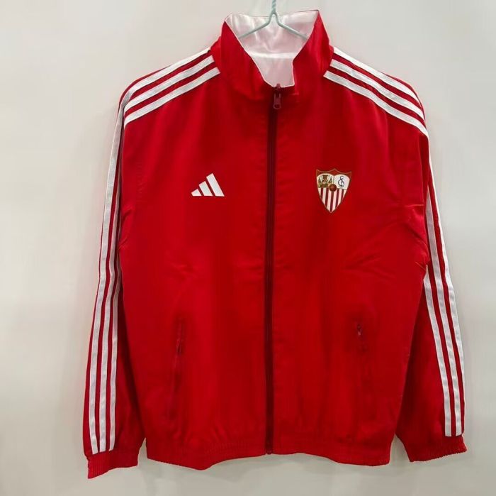 2025-2026 Sevilla Red/White Soccer Reversible Windbreaker Jacket Football Jacket