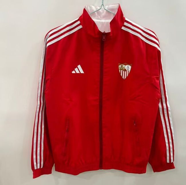 2025-2026 Sevilla Red/White Soccer Reversible Windbreaker Jacket Football Jacket