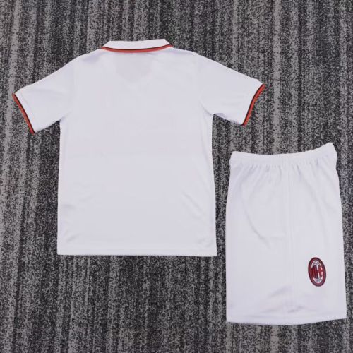 Retro Youth Uniform Kids Kit 1993-1994 AC Milan Away White Soccer Jersey Shorts Vintage Child Football Set